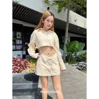 ราคา Mute Morgan shirt mini dress เชิ้ตมินิเดรสผ้าลินินเเท้ ดีเทลเอวเปิดมีเข็มขัดเส้นเล็กเก๋แบบใครเห็นต้องหันมอง (15669098747)