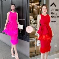 ราคา เดรสแขนกุด แต่งบิ๊กโบช่วงเอวปลายโบแต่งขนมุ้งมิ้ง ปลายกระโปรงเดรสแต่งขนมิ้ง (18949751159)