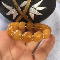 ราคา รูปแบบใหม่งานหินหยกผ้าไหมสีทองกระรอกรุ่นกว้าง Arc สีเหลือง QUARTZ Zite สร้อยข้อมือหยกแผ่นลูกปัด (13362827141)