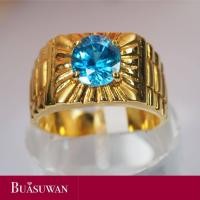 ราคา แหวน พลอยเพทาย ตัวเรือนทองคำแท้ 18K ทรงผู้ชาย ประดับด้วยพลอยเพทาย สีฟ้า สวย Top Color (16966997423)