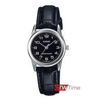 ราคา Casio Womens Watch นาฬิกาข้อมือผู้หญิง สายหนัง รุ่น LTP V001L 1BUDF สีดำ (633037)