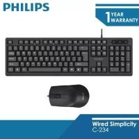 ราคา C234 KEYBOARD MOUSE คีย์บอร์ด เมาส์สาย PHILIPS ไร้เสียง จับถนัดมือ USB 2 0 2000DPI ประกัน 2 ปี ของแท้ (16586118656)