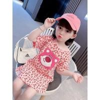 ราคา พร้อมส่ง ชุดเดรสแขนสั้น ลายเสือสีชมพูหมี ชุดเสื้อยืดยาวปานกลาง 1 9 ขวบLYQ08 (16371932279)