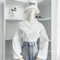 ราคา เสื้อ เสื้อแฟชั่นผญ เสื้อแขนยาว เสื้อผู้หญิง เสื้อยืด ผญสวย ๆ เสื้อแฟชั่นผญ2023 เสื้อยืดผู้หญิง K15 เสื้อครอปเชิ้ตแขนยาวจั้มเอว พร้อมส่ง (20143886440)