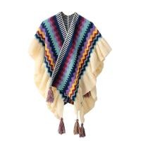 ราคา ผ้าคลุมไหล่ผ้าถักวินเทจสไตล์ชนเผ่าสีพู่ของผู้หญิงเสื้อคลุมลายทางผ้าคลุมไหล่เฉพาะกลุ่ม (21007053084)