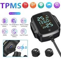 ราคา Motorcycle TPMS Motorbike Tire Pressure Monitoring System Tyre Temperature Alarm System with QC 3 0 USB Charger (9956031183)