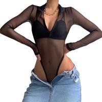 ราคา COD ท้องถิ่น Sheer ตาข่ายเซ็กซี่ Jumpsuit Y2K น่ารักแขนยาวซิปบอดี้สูทผู้หญิงบอดี้สูทเสื้อคลับชุดบอดี้สูทสีทึบ (18095208500)