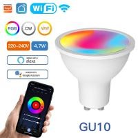 ราคา MOES Tuya ZigBee GU10 WIFI Smart LED Bulbs RGB C W White Dimmable Lamps Smart Life APP Control Light Bulbs Voice A lexa G oogle (18421232439)
