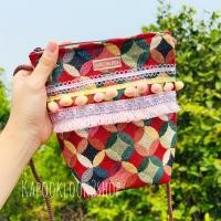 ราคา กระเป๋าผ้าทอ กระเป๋าสะพายแต่งพู่ ตกแต่งไม่ซ้ำแบบ กระเป๋าสะพายข้าง แฮนด์เมด handmade kapooklook ตกแต่ง (9583512991)