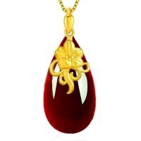 ราคา สร้อยคอโซ่ประดับจี้หยกดอกไม้สีทอง14K สำหรับผู้หญิง (17895259207)