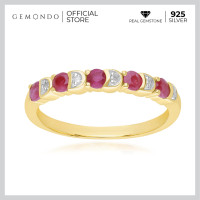 ราคา Gemondo แหวนเงินแท้ 925 Sterling Silver ประดับทับทิม Ruby และเพชร Diamond ดีไซน์แหนแถวสไตล์คลาสสิก แหวนพลอยผู้หญิง (16340229726)