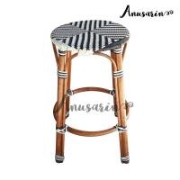 ราคา Anusarin สตูลหวายทรงสูง 72 cm Dark Colored Lacquered Rattan Stool 01 หวายแท้และหวายPE Black White (11479439542)