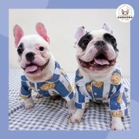 ราคา พร้อมส่ง เสื้อหมา เสื้อแมว ชุดนอนหมา ชุดนอนแมว ชุดนอนลายน้องหมีริ้วสีฟ้าน่ารัก (20414926677)