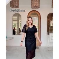 ราคา เดรสผ่าข้าง ผ้าลูกไม้ตาเล็ก (17967629918)