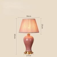 ราคา EASYHOME โคมไฟจีนโคมไฟตั้งโต๊ะเซรามิกที่ทันสมัยนอร์ดิกห้องนอนไฟข้างเตียงอเมริกันสีชมพูสาวห้องเตียงโคมไฟ Led ยืน Lamparas (16783312309)