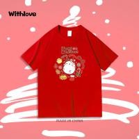 ราคา Kuromi กระต่ายน่ารัก Melody KT Cat Rilakkuma Christmas Joint เสื้อยืดหลวมผ้าฝ้ายแขนสั้น (20743977526)