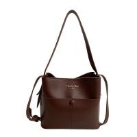 ราคา IELGY ความจุมาก Pu สะพายข้างแบบย้อนยุคกระเป๋าทรงถังสีน้ำตาล (20691811738)