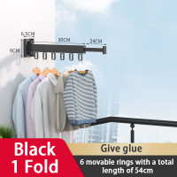 ราคา MOONLIGHT ชั้นวางผ้าเช็ดชุดราวระเบียงสำหรับกลางแจ้งแบบพับเก็บได้สีดำติดผนังที่แขวนผ้าพับได้ (17825232502)