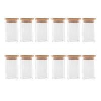 ราคา 12Piece Glass Spice Jars with Bamboo Lid 8Oz Airtight Square Spice Containers for Spice Salt Sugar (19678803228)