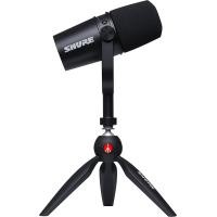 ราคา Shure MV7 USB Microphone with Tripod for Podcasting Recording Streaming Gaming Built in Headphone Output All Metal USB XLR Dynamic Mic Voice Isolating Technology TeamSpeak Certified Black Black Mic Ma