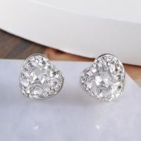 ราคา เครื่องประดับที่ต่างหูเม็ดกลมตุ้มหูอารมณ์หวานรูปหัวใจสามมิติประดับเพชรที่แวววาว (20316031552)