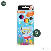 ราคา Elephant ตราช้าง สีไม้ตราข้าง ดินสอสี แท่งสั้น12สี แท่งยาว12 24สี (21083372641)