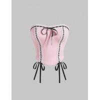 ราคา เสื้อเกาะอก ขอบผูก บล็อกสี ผูกโบว์หน้า ผ้าไม่ยืด พรีออเดอร์ (20485235550)