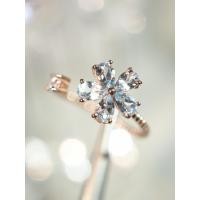 ราคา แหวนดอกไม้พลอยเเท้สีฟ้าอ่อน Sky Blue Topaz แหวนแฟชั่นประกบกับพลอยขาวเพทาย ฟรีไซต์ สามารถบีบปรับได้ (20383113374)