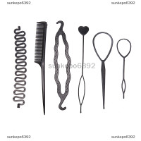 ราคา sunkepo6392 6ชิ้น เซ็ตทรงผม braiding Tools Pull Through hair Needle dispenser hair comb (20266741818)
