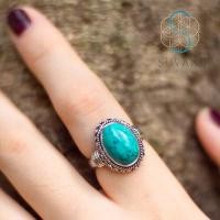 ราคา SUVANI เงินแท้ 92 5 แหวนหินเทอควอยซ์ Turquoise ทรงวงรี เครื่องประดับเงินแท้ Size 6 10 (10869426761)