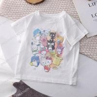 ราคา Hello Kitty Melody Childrens T shirt Kawaii T Shirt Sanrio Anime Cartoon Children Casual Clothes Y2k Tee Shirt Kid Girl Boy Top (19334799294)