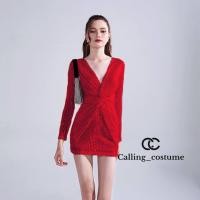 ราคา CALLING COSTUME เดรสสีขาวปักเลื่อมสีเงินทั้งชุด ผ้ายืด ใส่สบาย มีซับ ไม่คันค่ะ มีซิปซ่อน ม้วนหน้า Dress CL321 (20791620199)