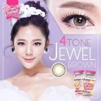 ราคา คอนแทคเลนส์ ธรรมชาติ รุ่น Mini Jewel 4 Tone มีสีเทา ตาล Gray Brown มีค่าสายตาปกติ 0 00 (20569147126)