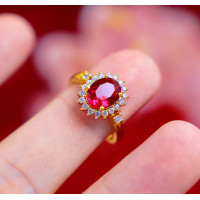 ราคา XYP แบบญี่ปุ่นและเกาหลีแฟชั่นผู้หญิงทับทิมไมโครชุดแหวนเพชรเวียดนามทรายทองทองแดงชุบทอง18K แหวนทองทับทิมเพชรเครื่องประดับชุดแต่งงานเจ้าสาว (20268833551)