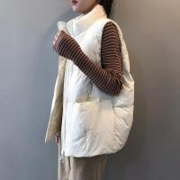 ราคา Sleeveless Puffer Jacket Women Korean Style Down Vest Solid Colors Stand Collar Short Parkas Autumn Winter Basic Waistcoat (11685045327)