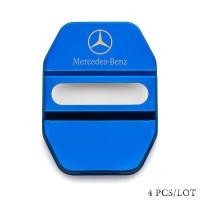 ราคา Lasan 4 ชิ้นสแตนเลสล็อคประตูรถปกสำหรับ Mercedes Benz AMG Benz C Class E Class S Class GLA Classตกแต่งปกป้องปกสติ๊กเกอร์อุปกรณ์แต่งรถ (2093112796)