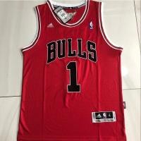 ราคา Full embroidered basketball jersey NBA Chicago Bulls No 1 Derrick Rose Jersey Vest (19777847838)