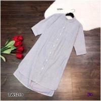 ราคา 5219 เดรสสั้น เดรสเชิ้ต ลายริ้ว สีฟ้า ด้านหลังขมวดปม เก๋ๆ เสื้อผ้าแฟชั่นเกาหลี (16980353775)