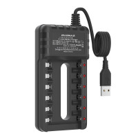 ราคา Pujimax ที่ชาร์จแบตเตอรี่เร็วเอาต์พุต USB 8ช่องป้องกันการลัดวงจรเหมาะสำหรับแบตเตอรี่แบบชาร์จได้ AA aa nimh (21170955449)