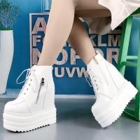 ราคา 2019 autumn and winter new 14 CM super high heeled waterproof platform womens single shoes thick soled lace up boots (11347980186)