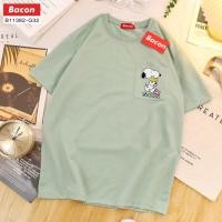 ราคา B11382 เสื้อโอเวอร์ไซส์ เนื้อผ้าเกล็ดปลา ลายสนู๊ปปี้ (19495921662)