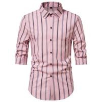 ราคา JK ผ้าม่านผู้ชายธุรกิจเสื้อเชิ้ตทางการสำหรับศาลเสื้อทรงหลวมลายทางสีชมพูลำลองบาง (20602943635)