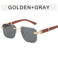 ราคา แว่นตากันแดดไร้กรอบขาไม้ลายไม้สำหรับผู้หญิงรูปร่างลูกศรแว่นตาสี่เหลี่ยมแบบไม่สม่ำเสมอ (18691384301)