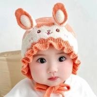 ราคา พร้อมส่ง หมวกไหมพรมเด็ก 3เดือน 3ปี รอบหัว 42 52 cm หมวกกันหนาวแบบผูกคาง ลายกระต่าย ชายระบายน่ารักๆ หมวกแฟชั่นเด็ก (16856928995)