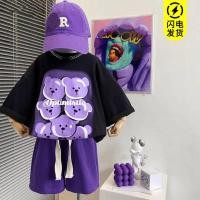 ราคา SUKAL ชุดแฟชั่นเด็ก ชุดเด็กเท่ห์ๆ เด็กชายและเด็กหญิงผ้าฝ้ายแท้ชุดเด็กทารกเสื้อยืดผ้าฝ้ายแขนสั้นด้านบนเพิ่มกางเกง (17739529191)