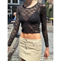 ราคา Beautifantime เสื้อครอปลูกไม้สำหรับผู้หญิงเสื้อเบลาส์เข้ารูปพอดีคอลึกแขนยาว (20698550797)