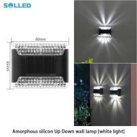 ราคา SOLLED 4ชิ้นพลังงานแสงอาทิตย์ Led ขึ้นลงโคมไฟติดผนังกลางแจ้งกันน้ำไฟสวนสำหรับรั้วลานลานระเบียงตกแต่ง (16390837949)