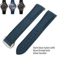 ราคา 2022 FOR 19mm 21mm 22mm Curved End Nylon Rubber Watchband Fit for Omega Planet Ocean 20mm Seamaster 300 AT150 Speedmaster Watch Strap (16892926455)