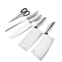ราคา พร้อมส่ง ชุดมีดทำครัวอย่างดี เซ็ทมีด 5 ชิ้นพร้อมที่เก็บมีด กรรไกร ที่ลับมีด มีดทำครัวคมๆ ราคาถูก (7103490937)