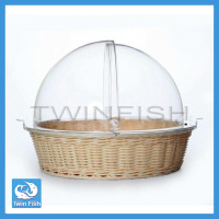 ราคา ส่งฟรี ตะกร้าพลาสติกสานแบบกลม พร้อมฝาใสเปิด ปิด 2 ด้าน TWIN FISH รหัสPBB 1 PBC 1 (1381350705)